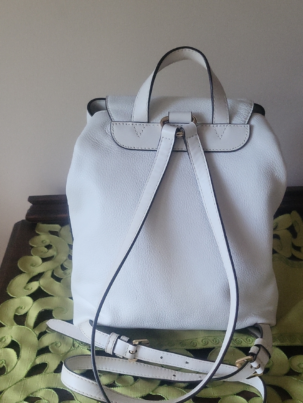 Michael Kors White Pebble Leather Backpack Purse - Picture 2 of 10